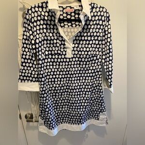 Tizzie Dress size medium ❤️ polka dot navy blue and white EUC